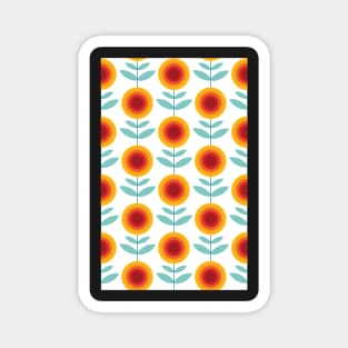Trendy Minimalist Radiating Golden Sunflowers pattern Graphic Art Magnet