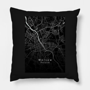 Warsaw Poland City Map dark Pillow