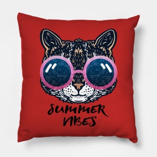 Summer Vibes Kitty Cat Pillow