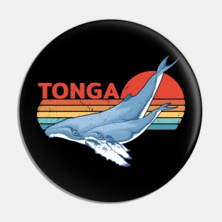 Humpback Whale Kingdom of Tonga Vintage Travel Design Pin