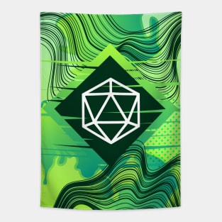 Green Glitch Polyhedral D20 Dice Tabletop RPG Tapestry