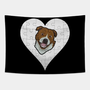 Staffordshire Bull Terrier Heart Jigsaw Pieces Design - Gift for Staffordshire Bull Terrier Lovers Tapestry