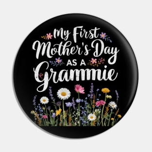 Womens Funny Mothers Day 2024 My first Mother's day as a grammie Pin