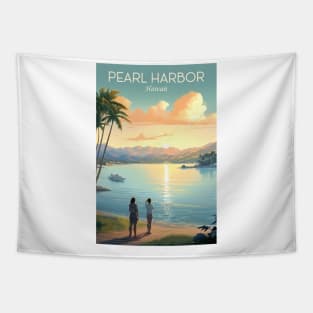 Pearl Harbour Travel Poster Tapestry