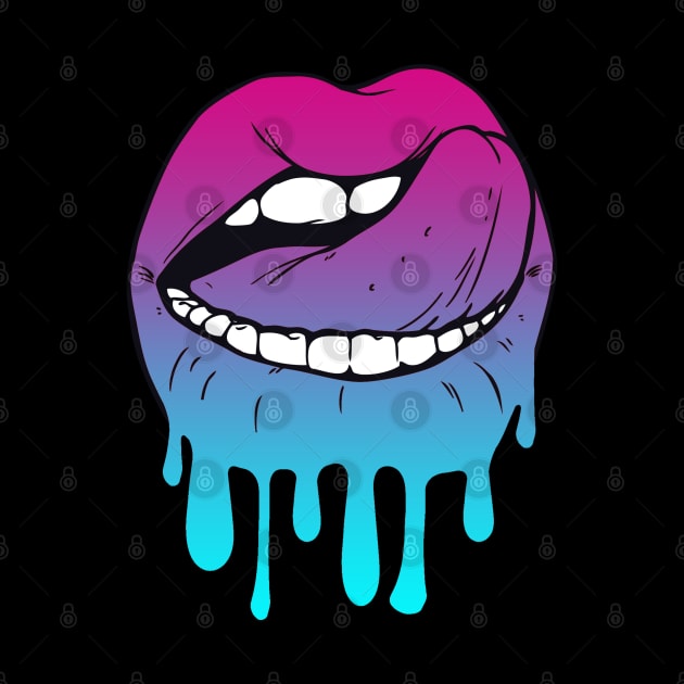 Vaporwave Dripping Lips Tongue Curl by aaallsmiles