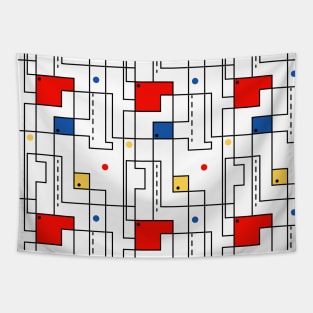 Retro Abstract Circuitry Tapestry
