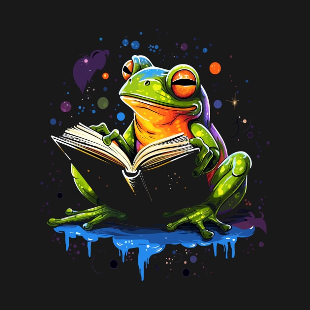 Frog Reads Book by JH Mart