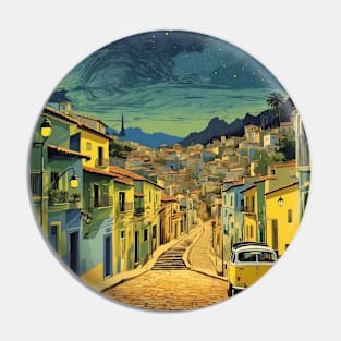 Escadaria Selaron Starry Night Brazil Vintage Tourism Travel Poster Pin