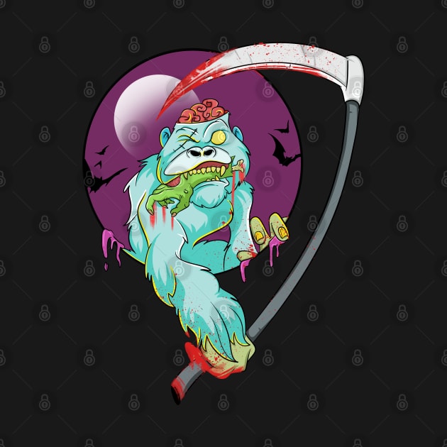 Funny Monkey Grim Reaper Zombie by Trendy Black Sheep