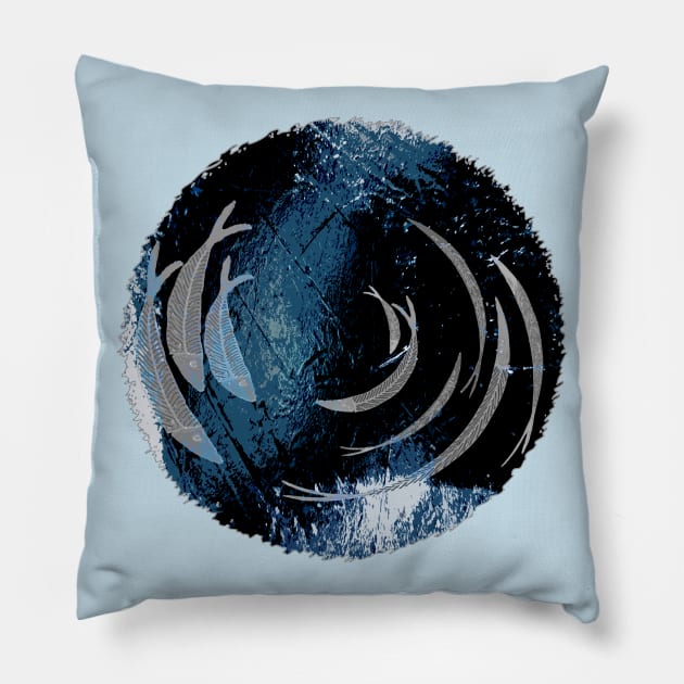 Fishes swimming in circles Pillow by Againstallodds68