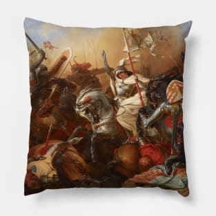 Jeanne d'Arc in Battle by August Gustav Lasinsky Pillow