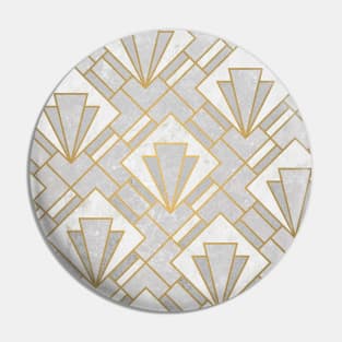 White Marble and Concrete Art Deco Pin