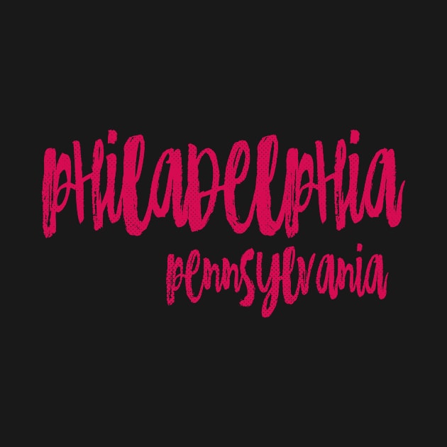 Philadelphia Pennsylvania - PA State Paint Brush Retro Red/Pink College Typography by thepatriotshop