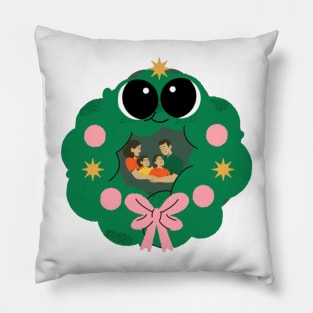 Happy Family Celebrating Christmas Pillow