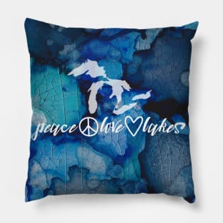 Peace Love Lakes - Great Lakes Michigan Style Pillow