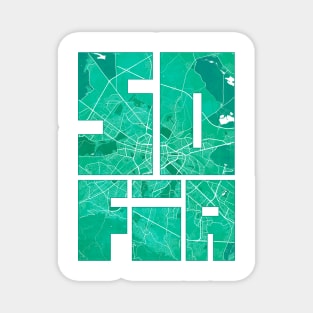 Sofia, Bulgaria City Map Typography - Watercolor Magnet