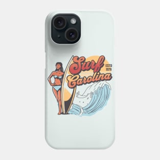 Surf Carolina // Vintage Surfer Babe // Retro Surfing Phone Case