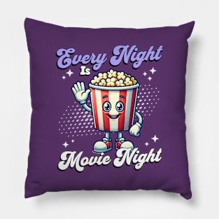 Popcorn Mascot 🍿 "Every Night is Movie Night" Pillow