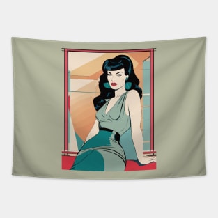 Glamour Seat Bettie Page Retro Art Deco Tapestry