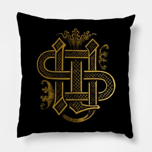 Christogram IHS Vintage Engraving Pillow