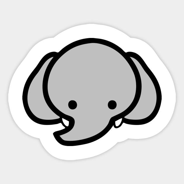 Baby Cartoon Elephant Face Emoticon - Elephant - Sticker | TeePublic Baby Cartoon Elephant Face Emoticon - Elephant - Sticker | TeePublic