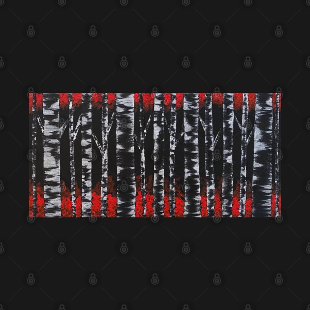 Black Birch Trees with Red Leaves by J&S mason