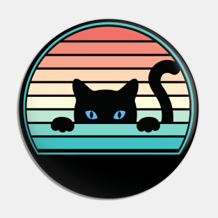 Funny Peeking Black Cat Pin