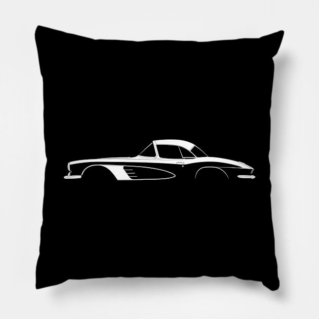 Chevrolet Corvette Hardtop (C1 1961) Silhouette Pillow by Car-Silhouettes