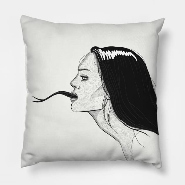 Snake woman Pillow by DemoNero