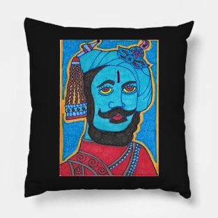 Blue Man with Turban Pillow