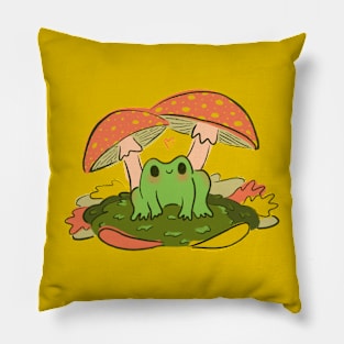 Live and Eat Flies - Frog and Mushroom Pillow