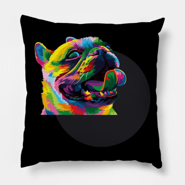 artisticcolorfuldog 2 Pillow by kurniamarga.artisticcolorful