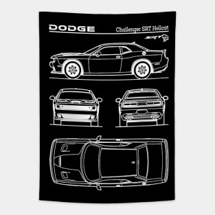 Dodge Challenger SRT Hellcat Patent White Tapestry