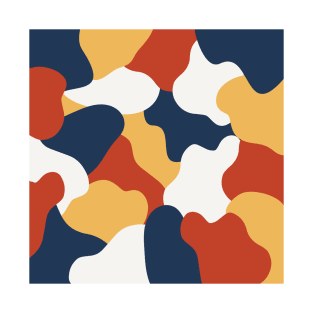 Colourful Blob Abstract Pattern in Yellow Cream Orange Blue T-Shirt