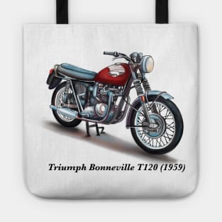 Drawing of Retro Classic Motorcycle Triumph Bonneville T120 1959 Tote