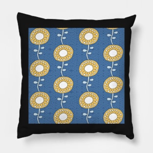 yellow sunflowers on blue Pillow