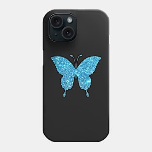 Blue Sky Faux Glitter Butterfly Phone Case