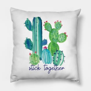 Stick Together Watercolor Cacti Pillow