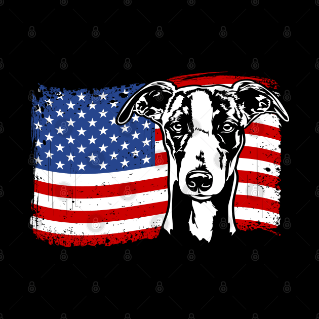 Proud Whippet American Flag patriotic dog by wilsigns