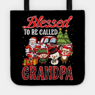 Blessed To Be Called Grandpa Christmas Buffalo Plaid Truck Tote