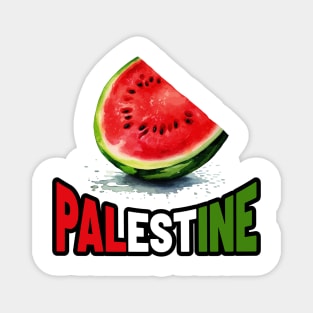 Palestine Watermelon - Bold Type Palestine Flag Color Magnet