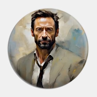 watercolor portrait of Hugh Jackman Pin