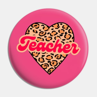 Leopard Print Heart Teacher Valentines Day Pin