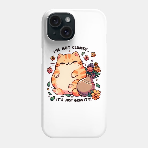 Clumsy Cat and Flower Vase Phone Case by Umbrella Studio