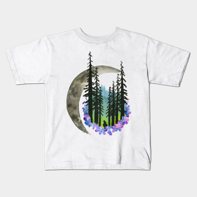 Hand Painted Watercolor Northern Lights Moon Watercolor Kids