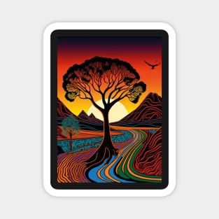 Aboriginal Art Inspired Landscape Magnet