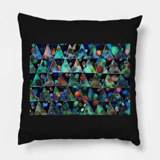 Background with triangles and dots in blue tones. Pillow