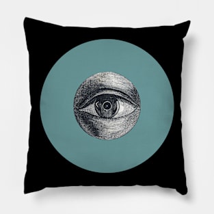 Halloween All Seeing Eye, Signs, and Omens - Teal and Black Pillow