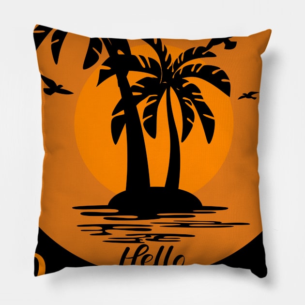 Hello Summer Beach Shirt Gift Pillow by Teeartspace