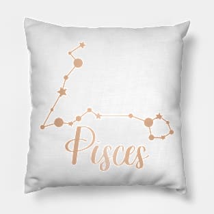 Pisces Zodiac Constellation in Rose Gold Pillow